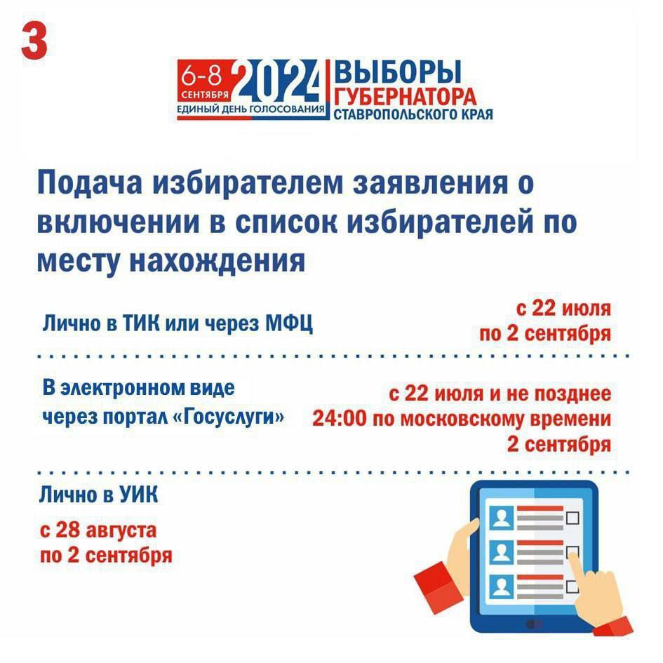 Подача заявления о включении избирателя, участника референдума в список избирателей, участников референдума по месту нахождения на выборах и референдумах в Российской Федерации.